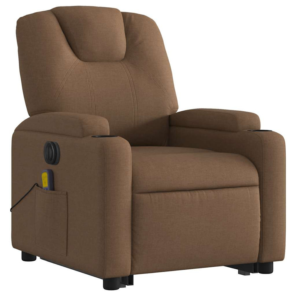 Electric standing massage chair, brown, fabric