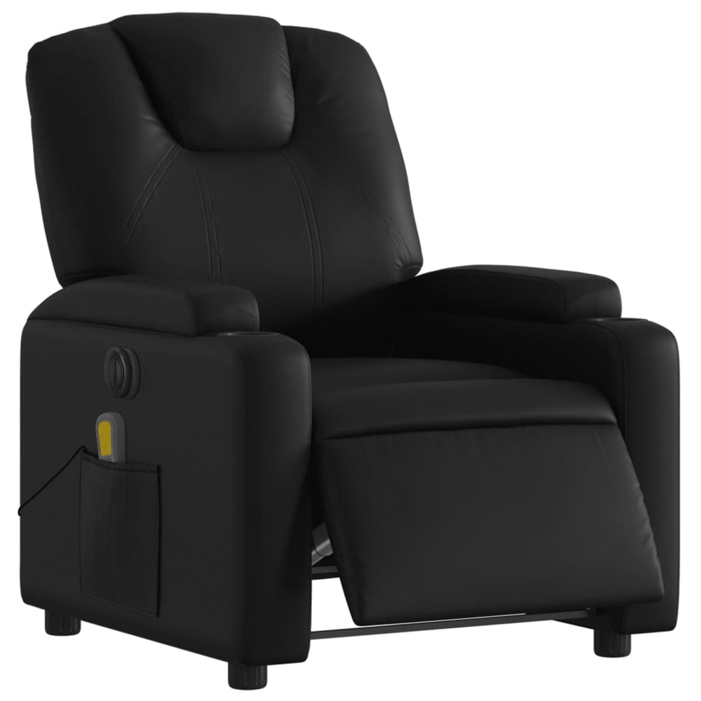 Electric Reclining Massage Chair, Black, Faux Leather