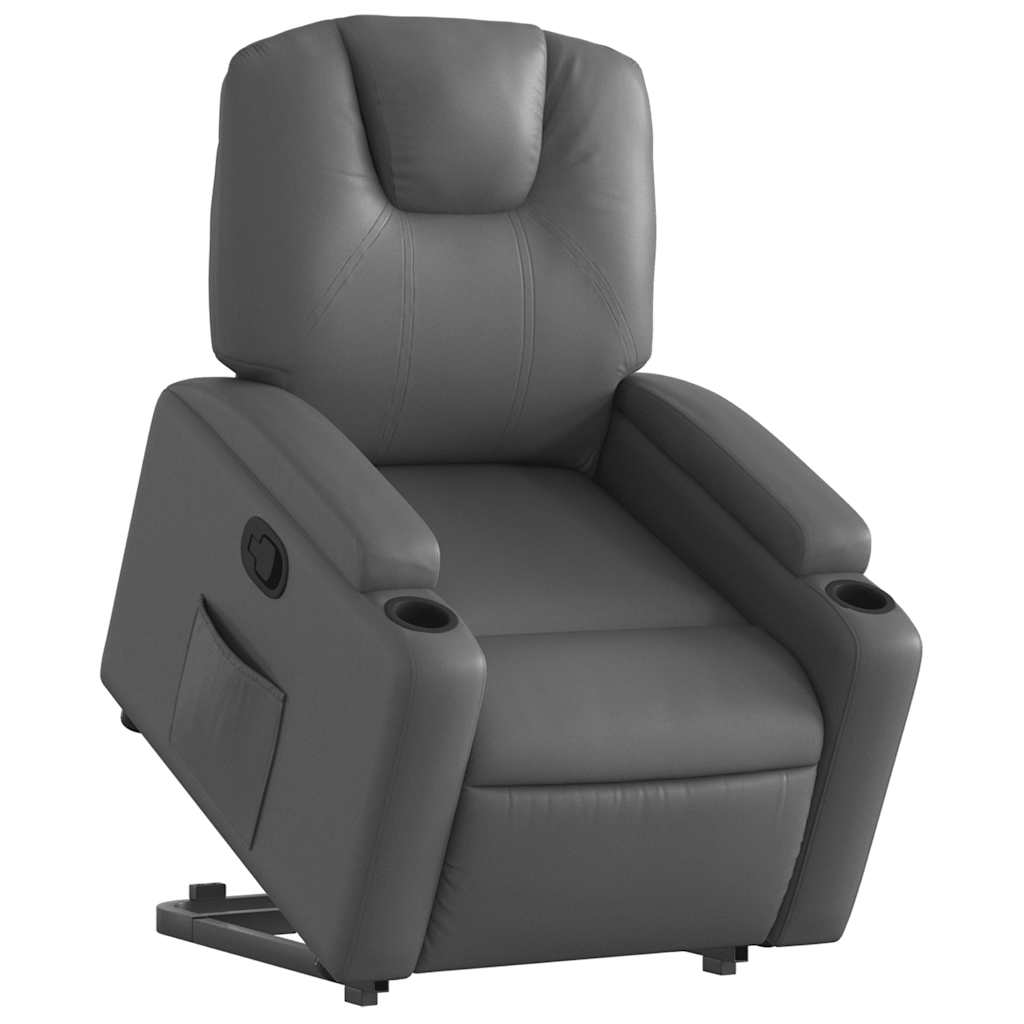 Recliner, grey, artificial leather