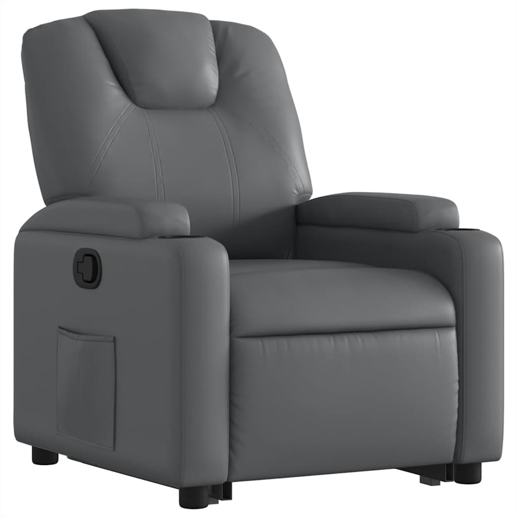 Recliner, grey, artificial leather