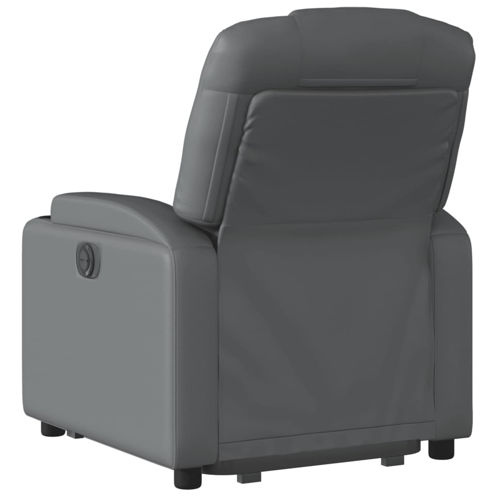Recliner, grey, artificial leather