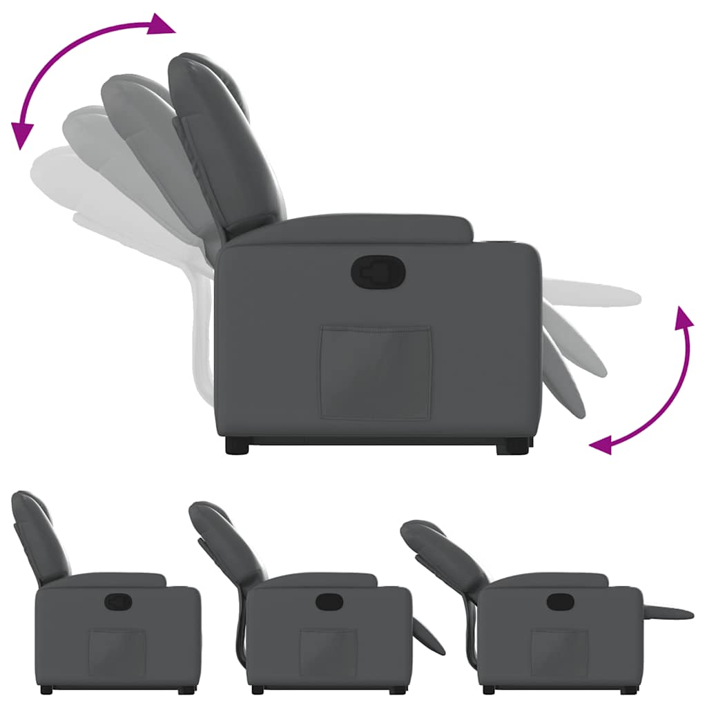 Recliner, grey, artificial leather