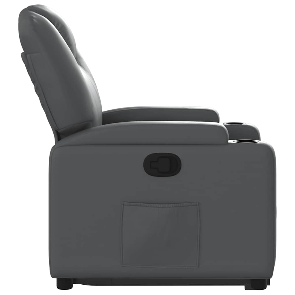 Recliner, grey, artificial leather