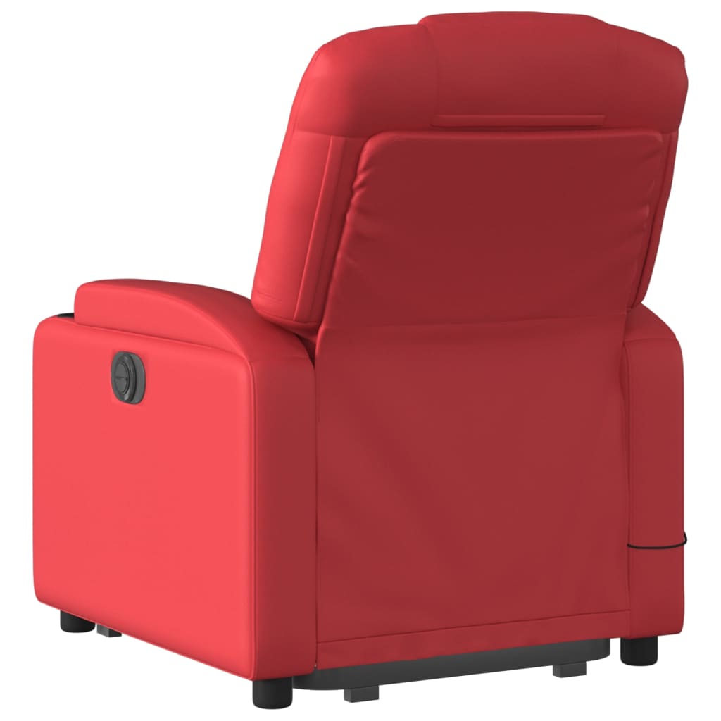 Reclining massage chair, red, artificial leather