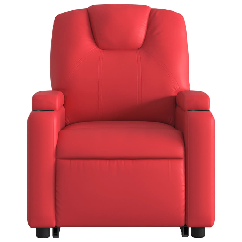 Reclining massage chair, red, artificial leather