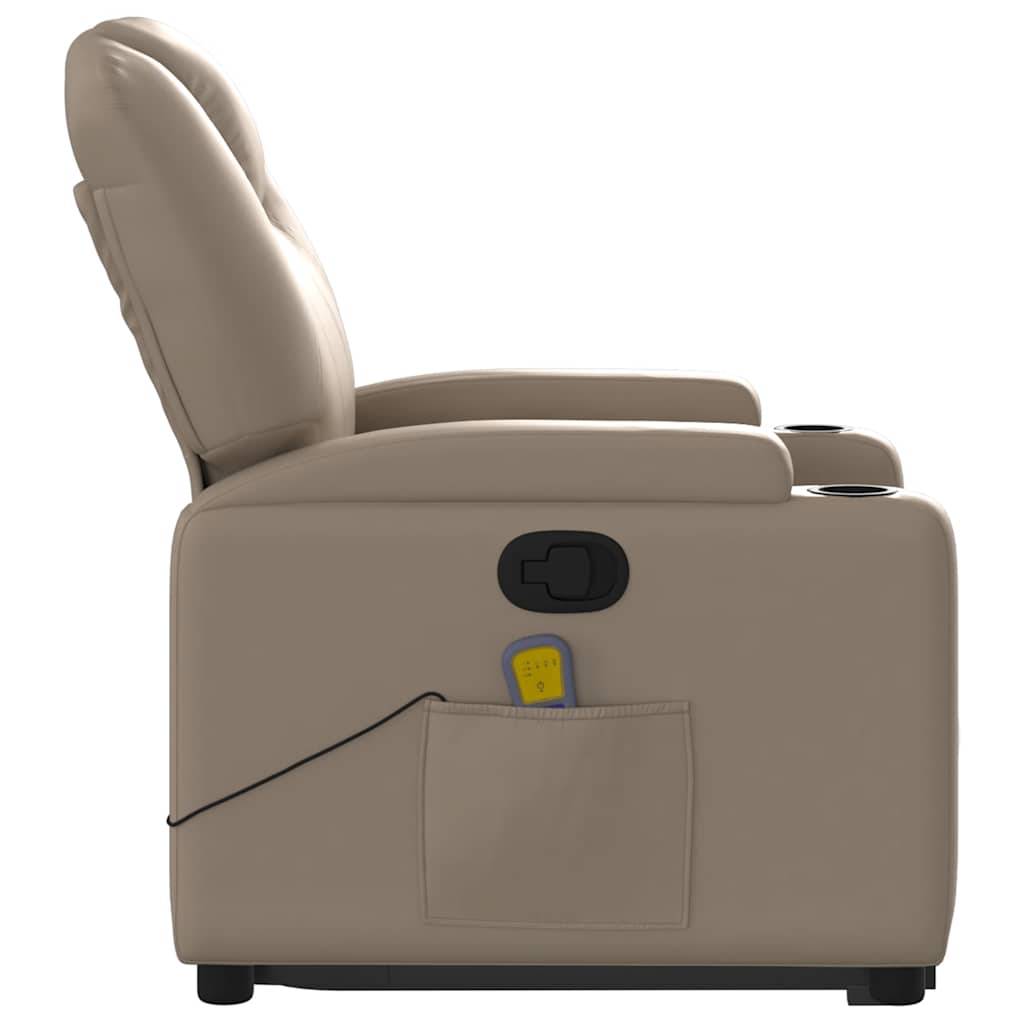 Reclining massage chair, cappuccino, artificial leather