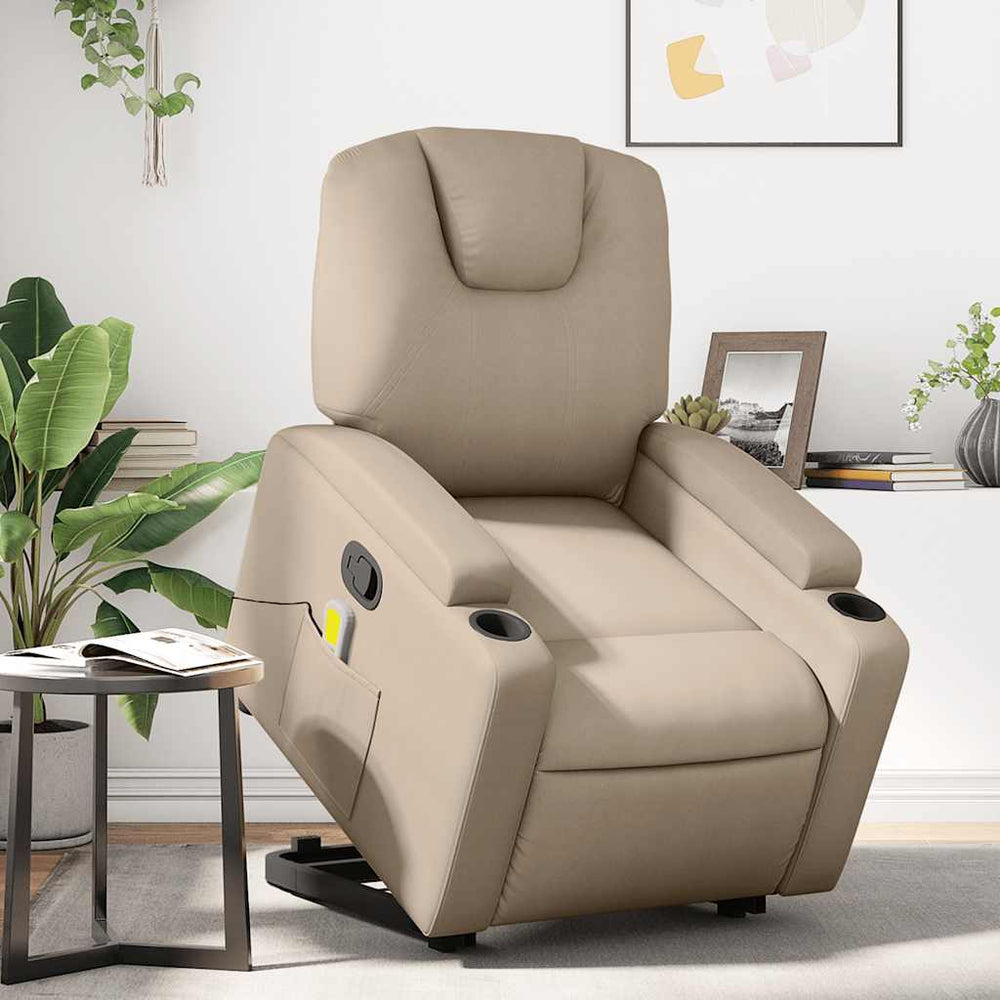 Reclining massage chair, cappuccino, artificial leather