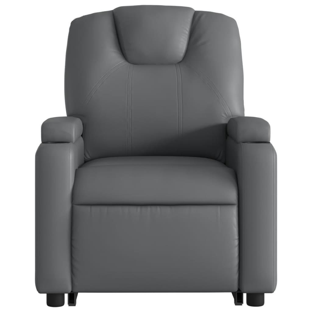 Electric riser recliner, grey, faux leather