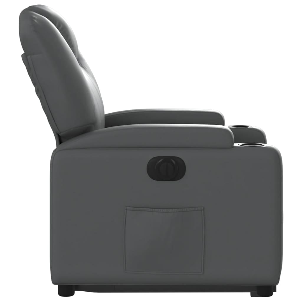 Electric riser recliner, grey, faux leather