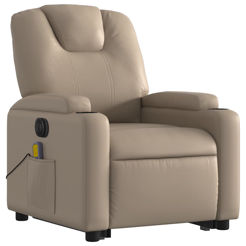 Reclining massage chair, cappuccino, artificial leather