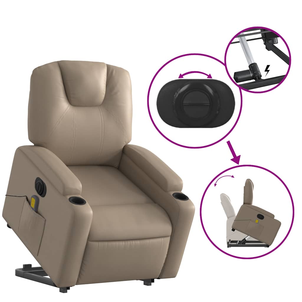 Reclining massage chair, cappuccino, artificial leather