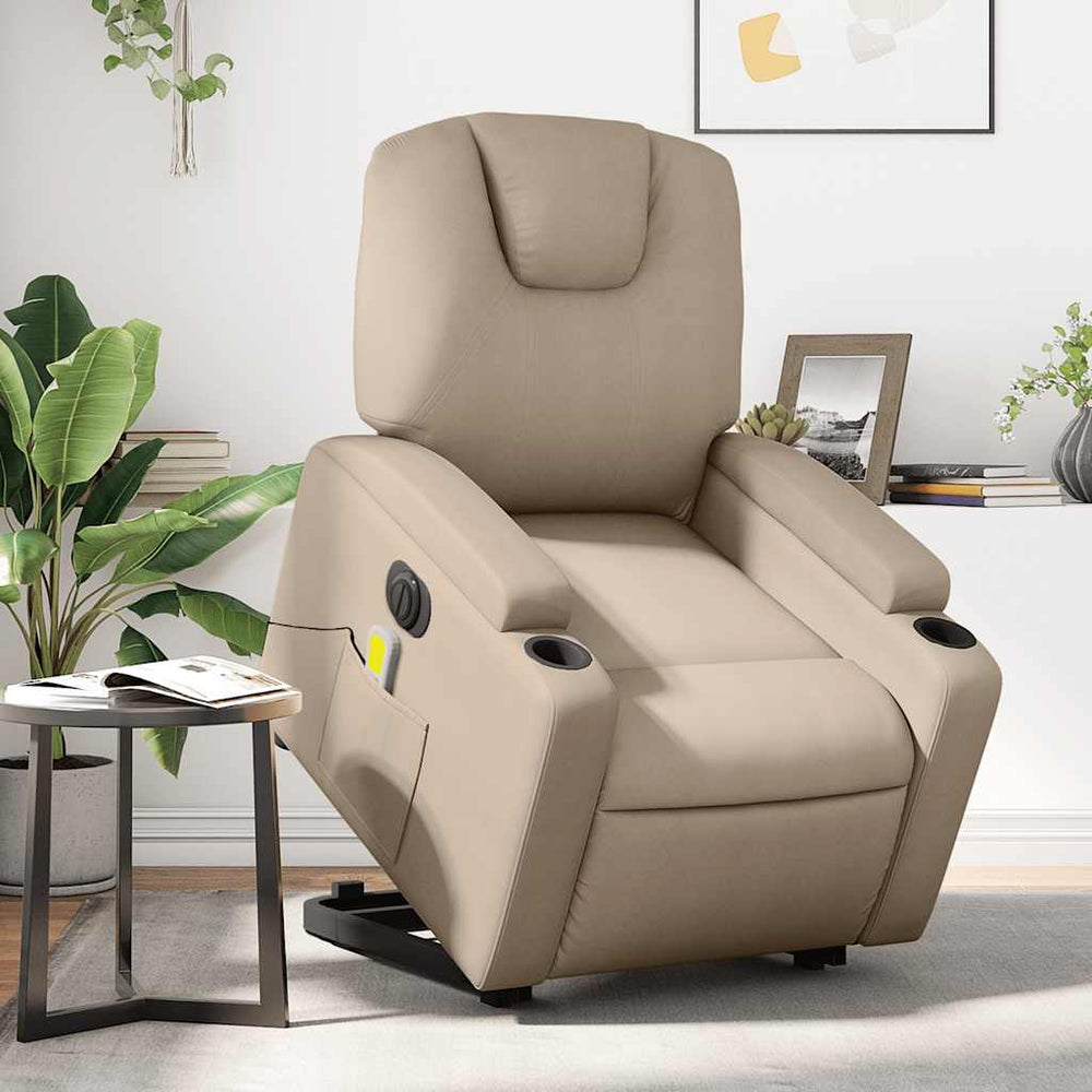 Reclining massage chair, cappuccino, artificial leather
