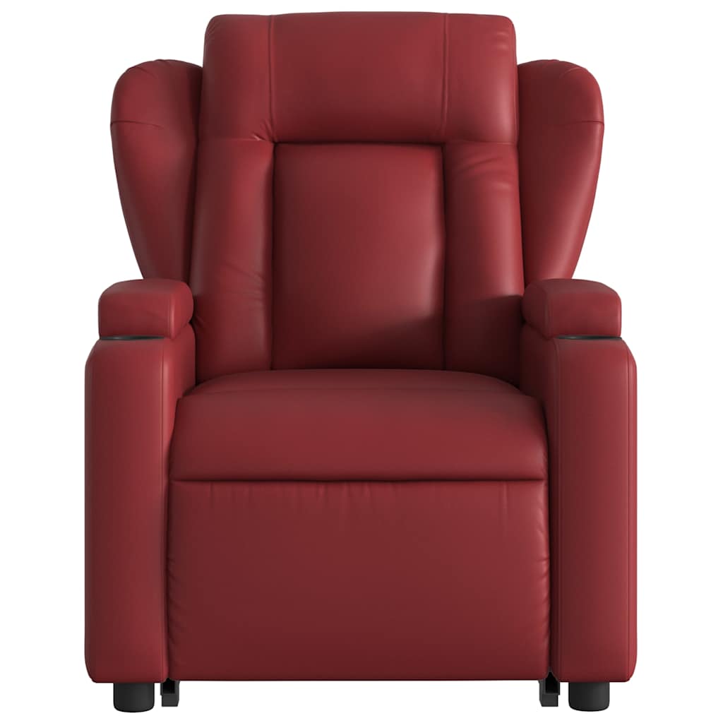 Elektrisks paceļamais atzveltnes krēsls, vīnsarkans, mākslīgā āda