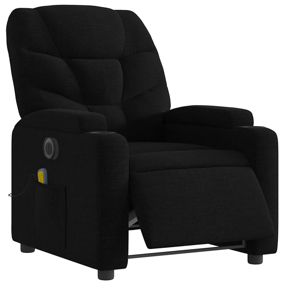 Electric Reclining Massage Chair, Black, Fabric
