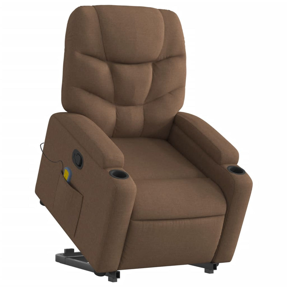 Lift Recliner Massage Chair, brown, fabric