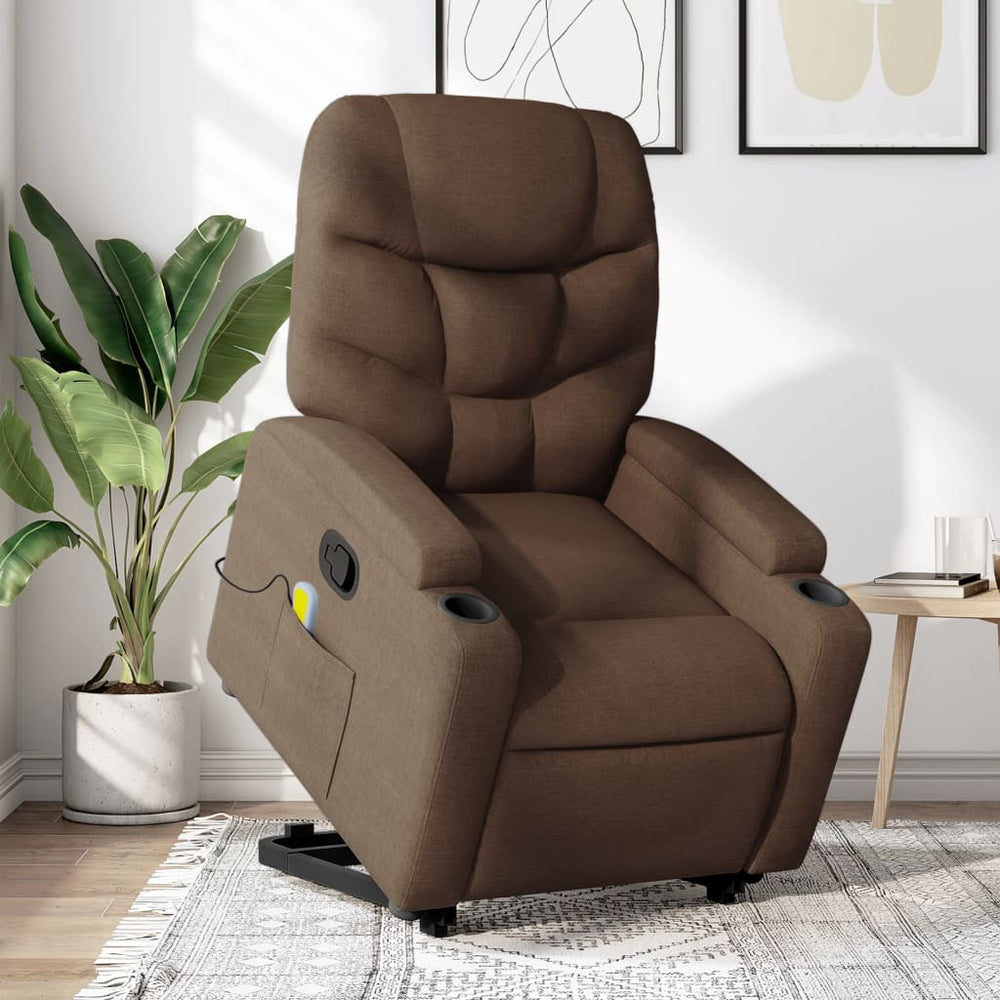 Lift Recliner Massage Chair, brown, fabric