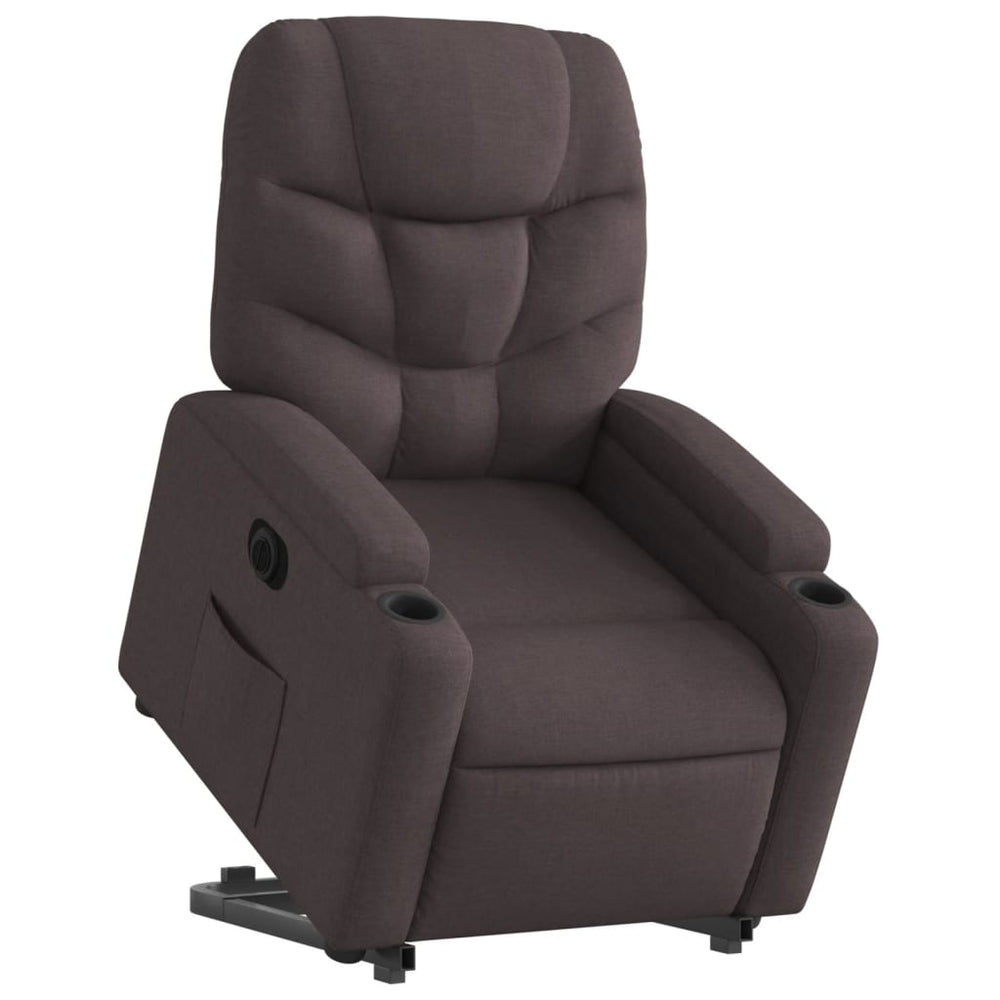 Recliner, dark brown, fabric
