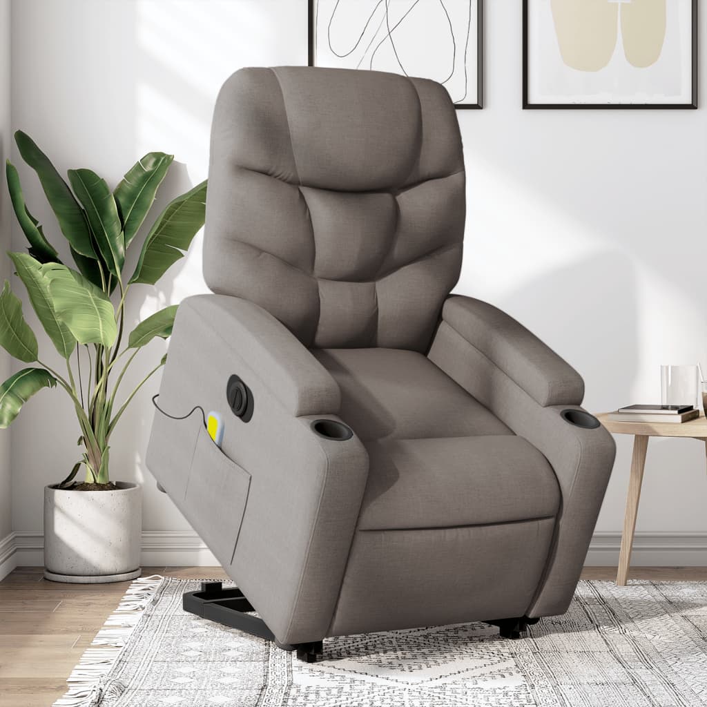 Paceļams elektriskais masāžas krēsls, taupe, audums
