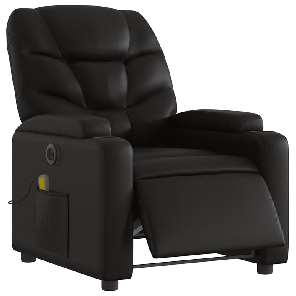 Electric Reclining Massage Chair, Black, Faux Leather