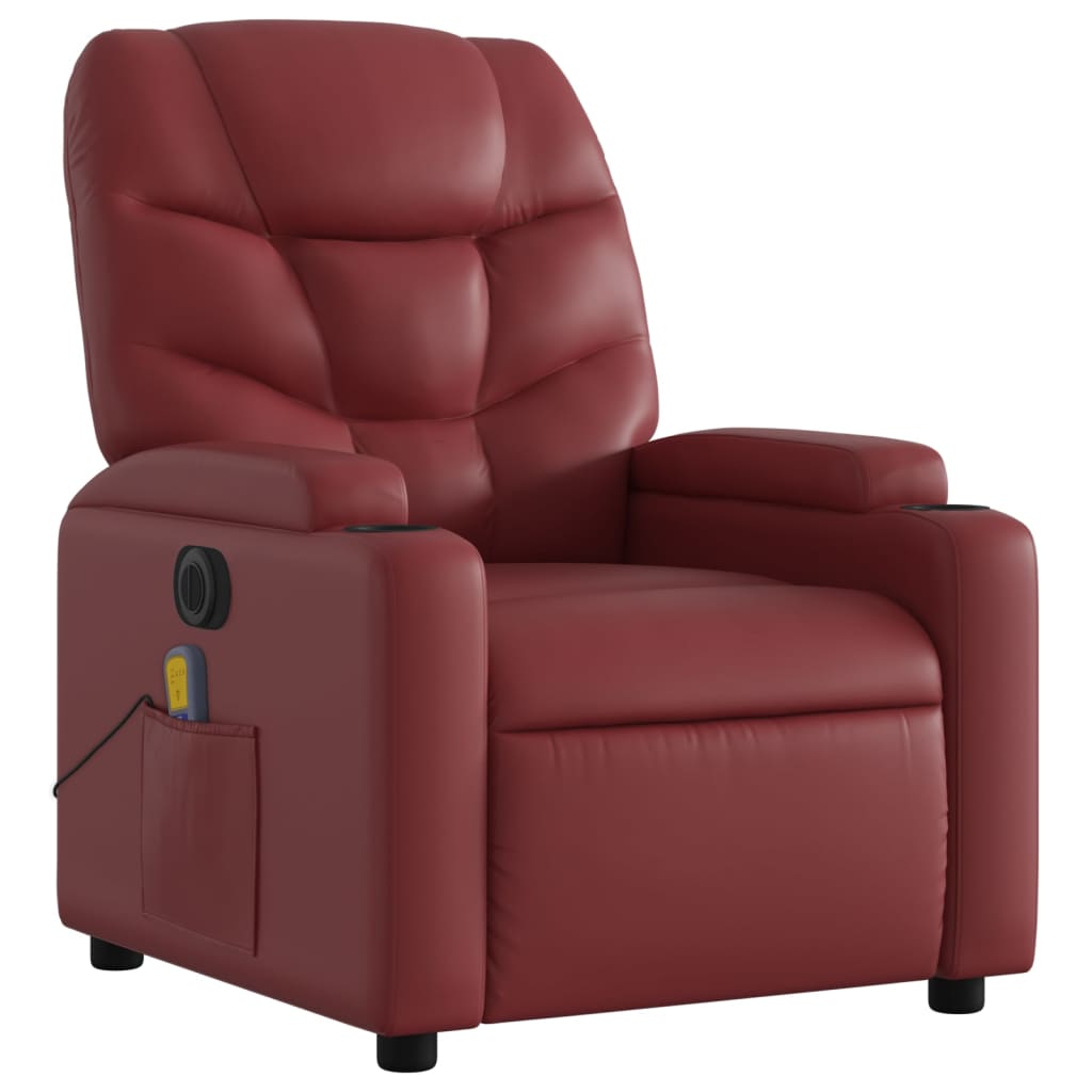 Electric reclining massage chair, wine, artificial leather