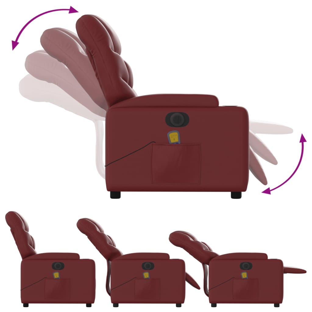 Electric reclining massage chair, wine, artificial leather