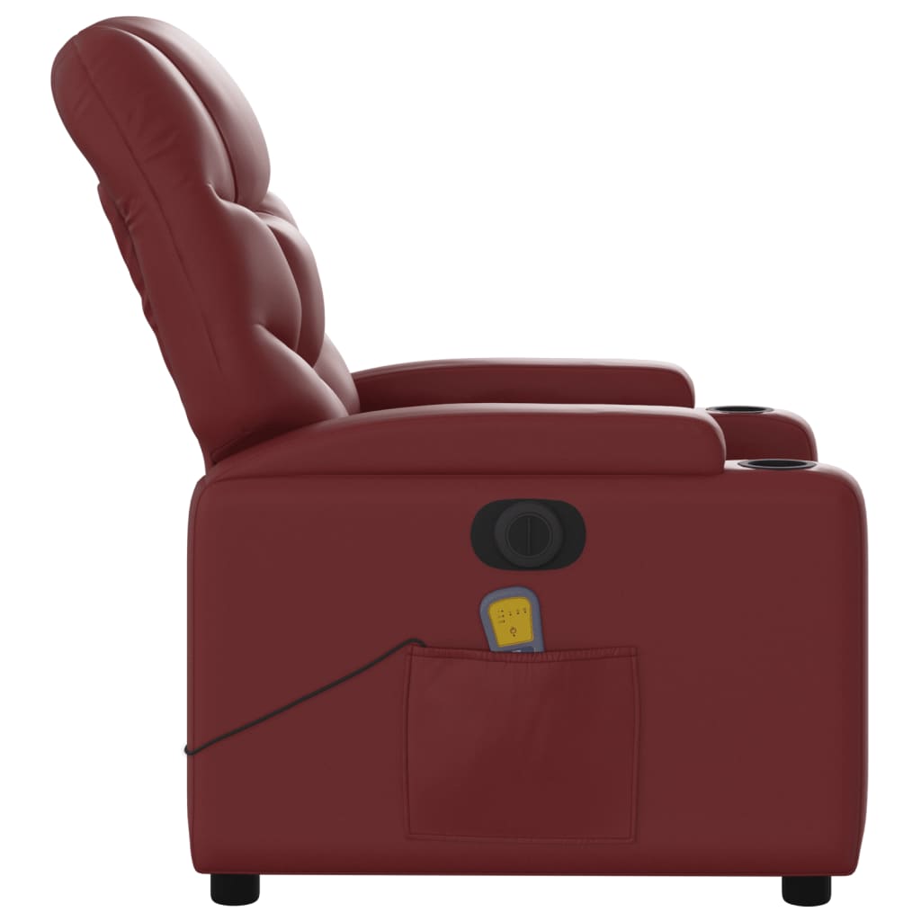 Electric reclining massage chair, wine, artificial leather