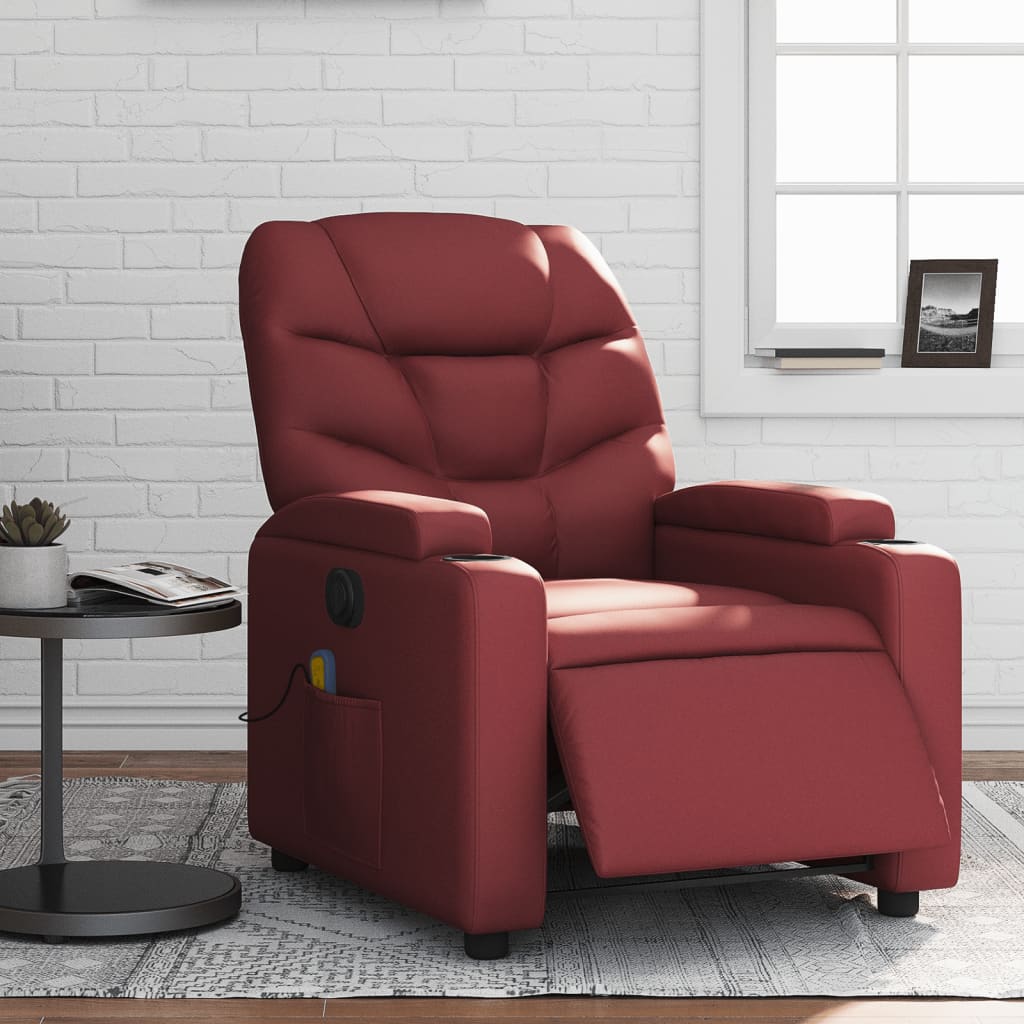 Electric reclining massage chair, wine, artificial leather