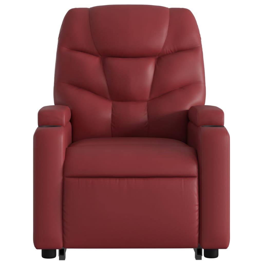 Reclining stand-up armchair, red wine, artificial leather