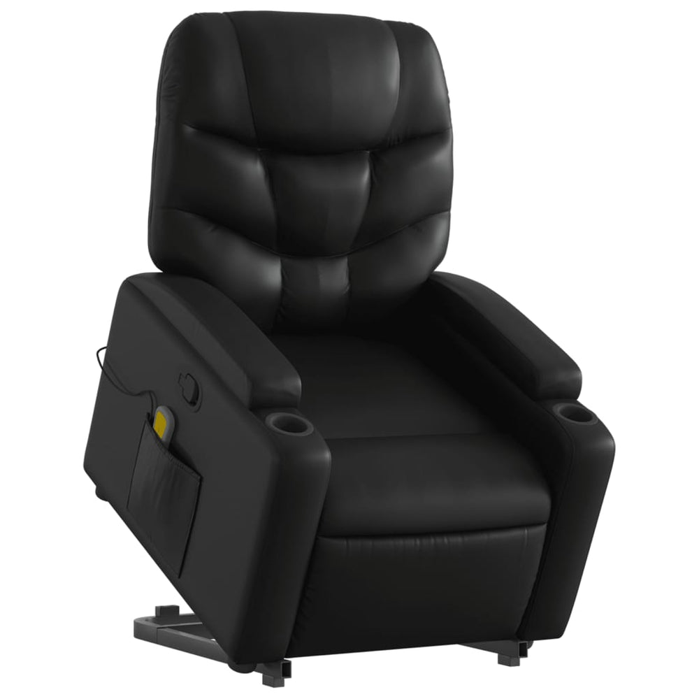 Reclining massage chair, black, artificial leather