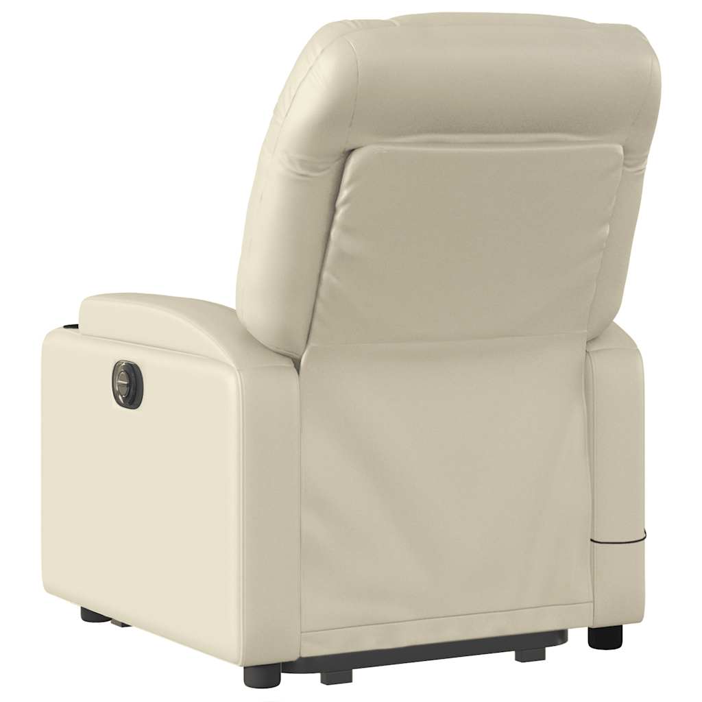 Reclining massage chair, cream, faux leather