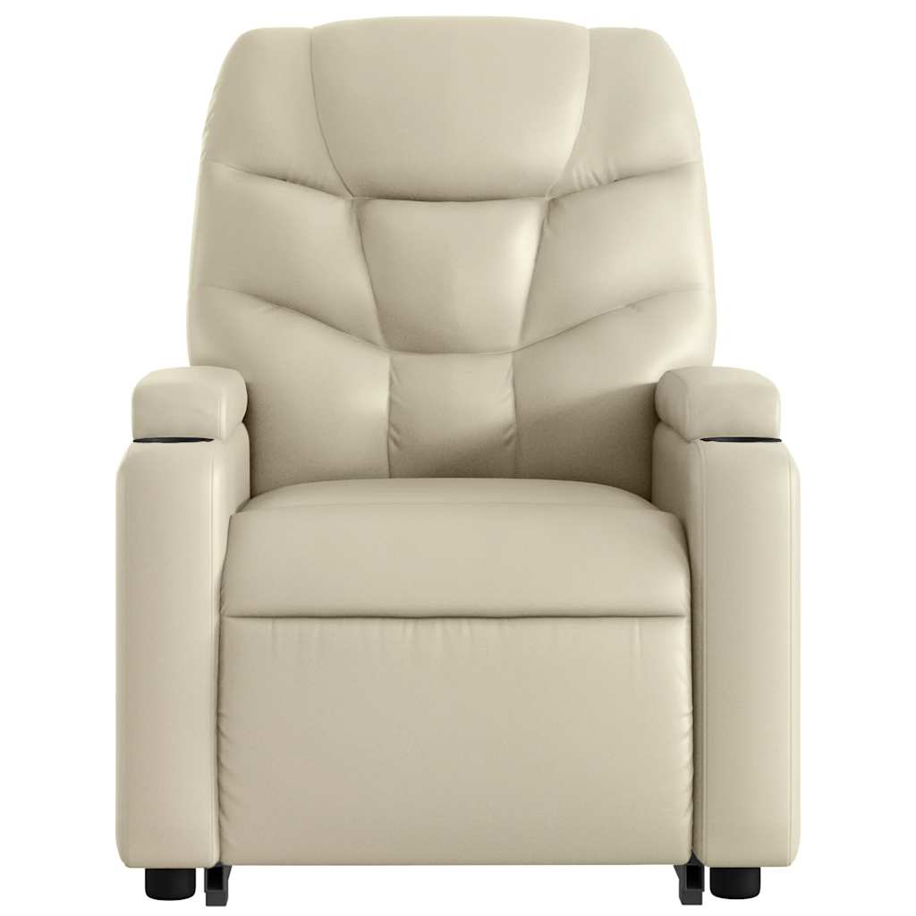 Reclining massage chair, cream, faux leather