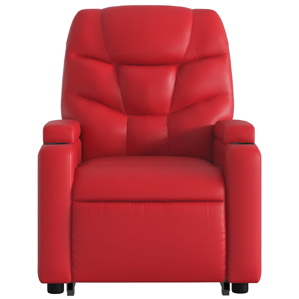 Reclining massage chair, red, artificial leather