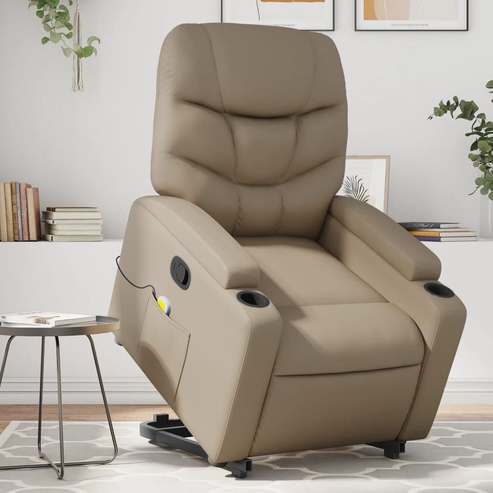 Reclining massage chair, cappuccino, artificial leather