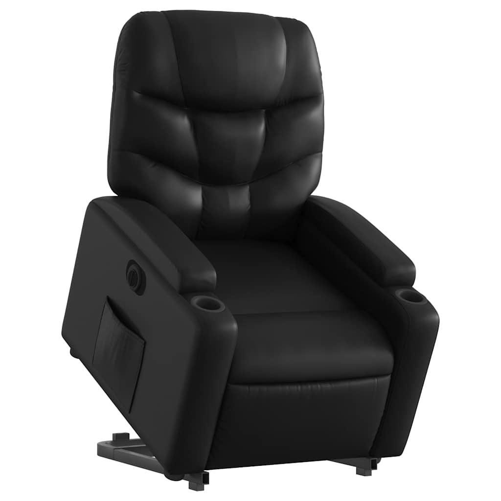 Standing electric armchair, black, artificial leather