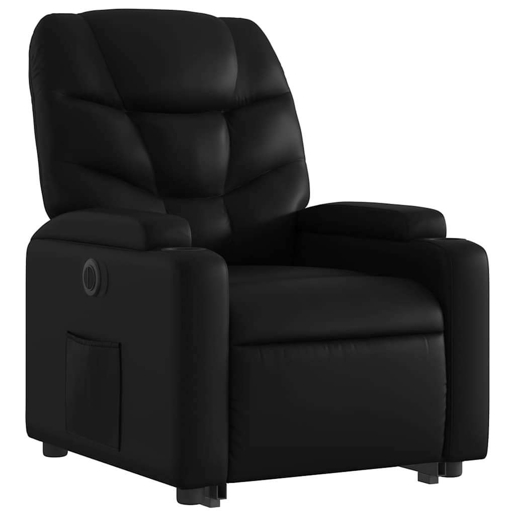 Standing electric armchair, black, artificial leather