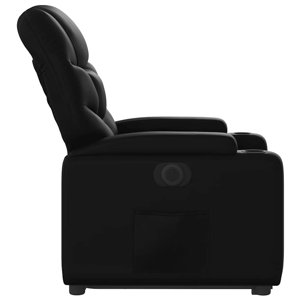 Standing electric armchair, black, artificial leather