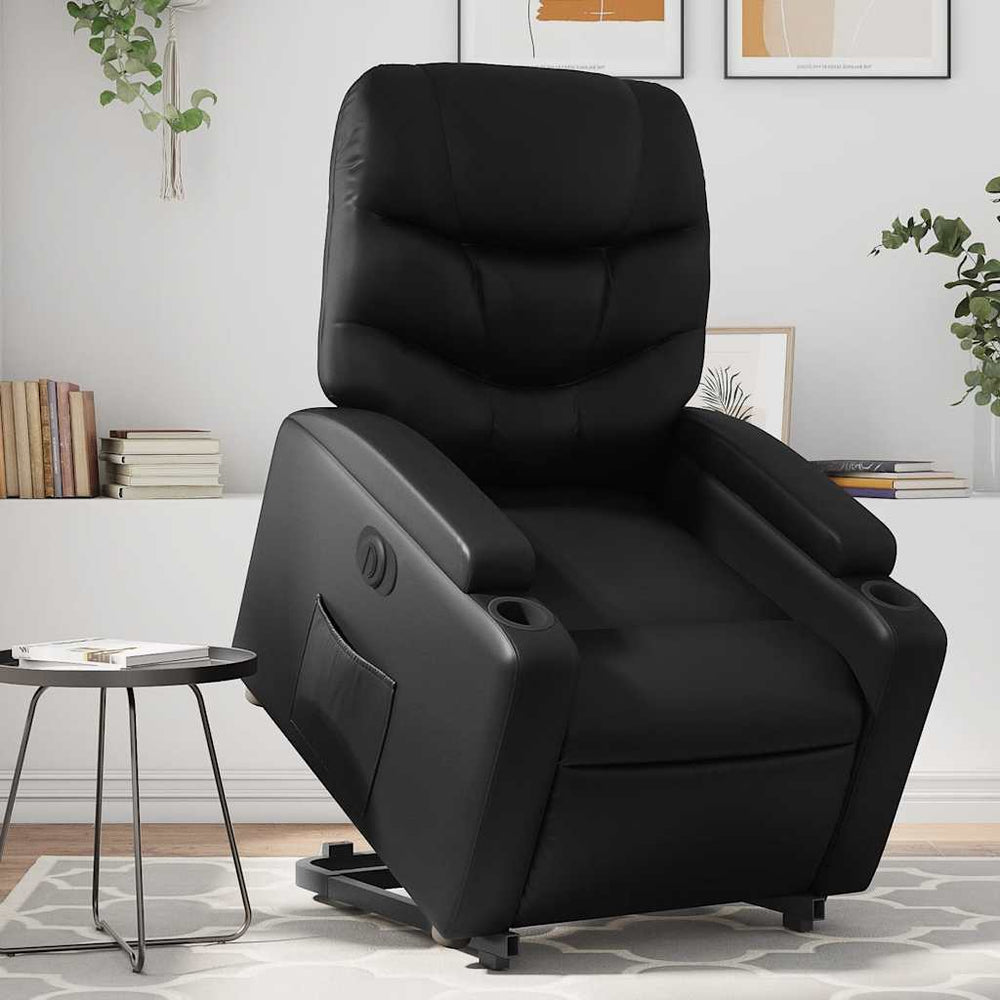 Standing electric armchair, black, artificial leather