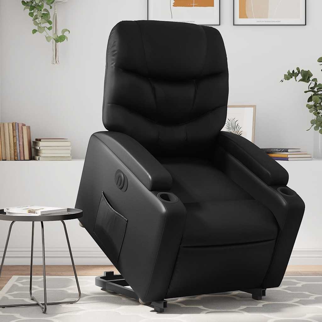 Standing electric armchair, black, artificial leather