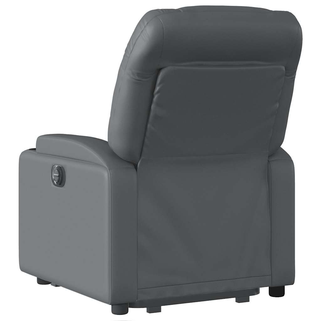 Electric riser recliner, grey, faux leather