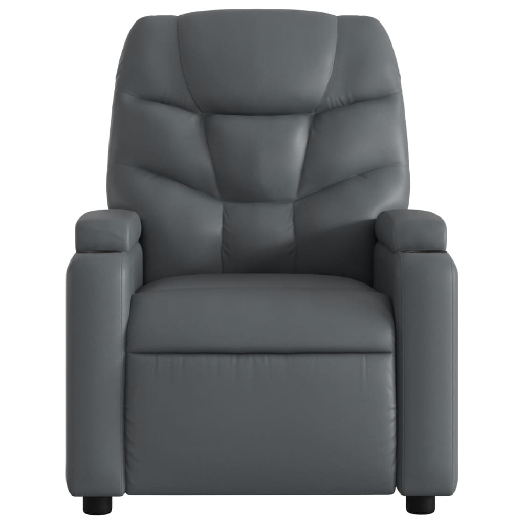 Electric riser recliner, grey, faux leather