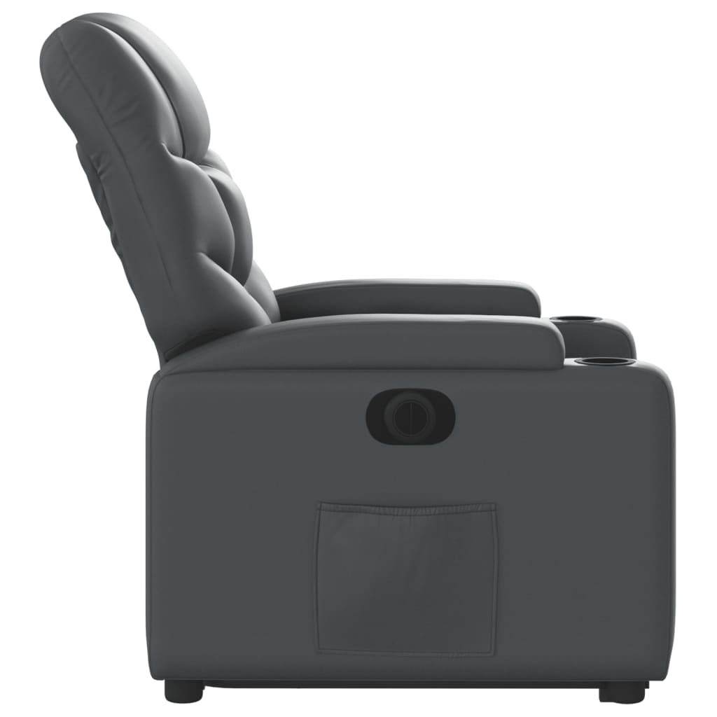 Electric riser recliner, grey, faux leather