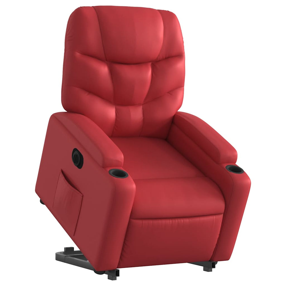 Electric stand-up recliner, red, artificial leather