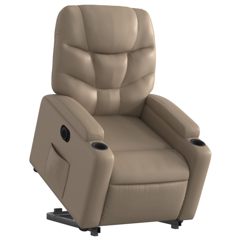 Atsistojantis elektrinis krėslas, kapučino, dirbtinė oda