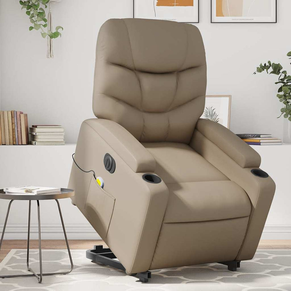 Reclining massage chair, cappuccino, artificial leather