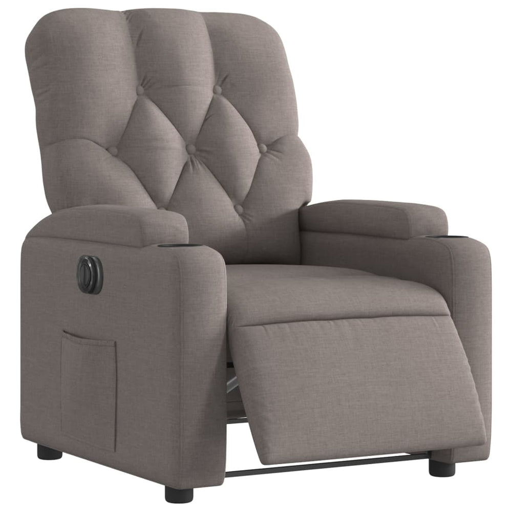 Electric recliner, taupe, fabric