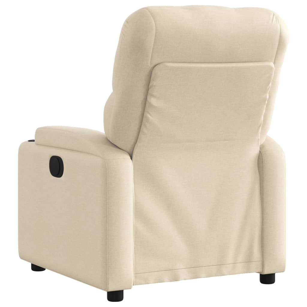 Electric reclining armchair, cream, fabric