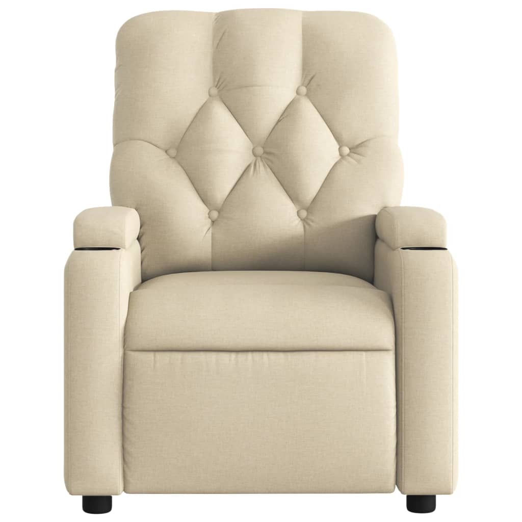 Electric reclining armchair, cream, fabric