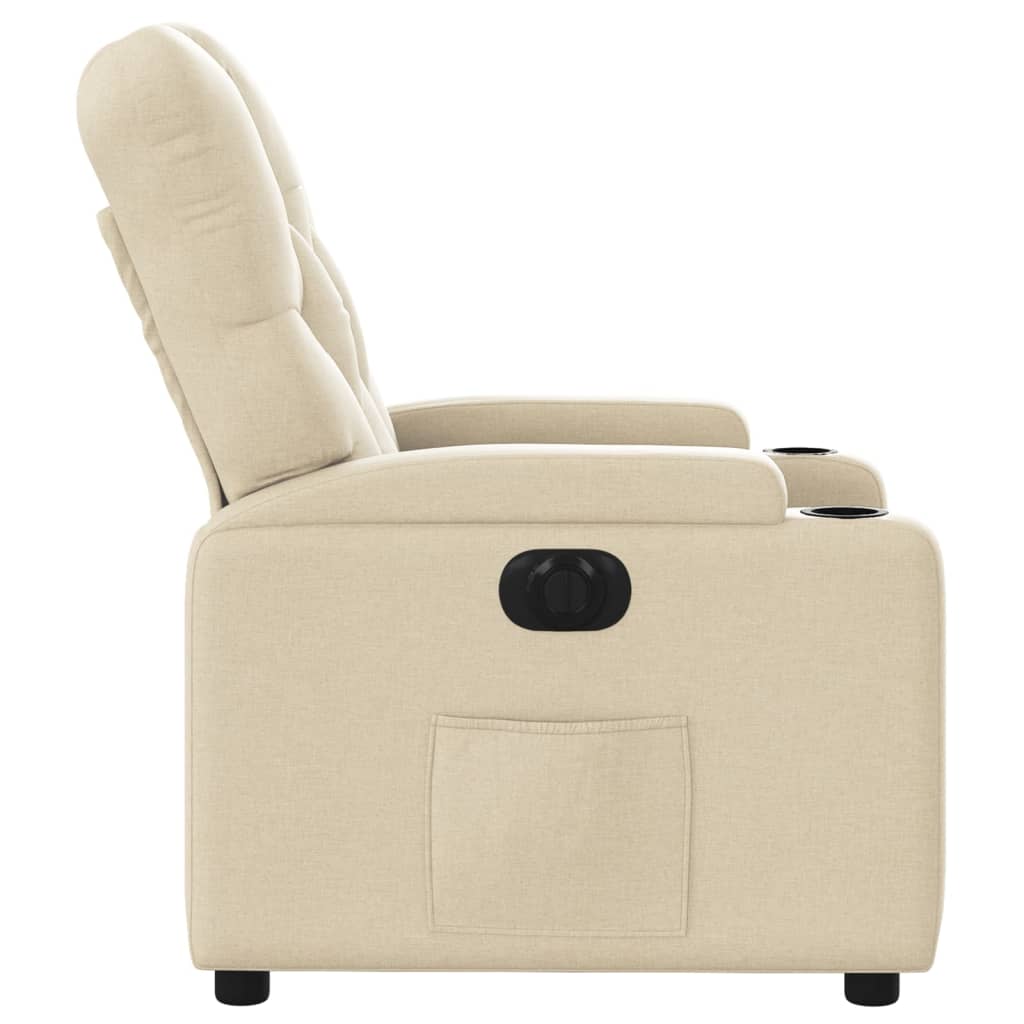 Electric reclining armchair, cream, fabric