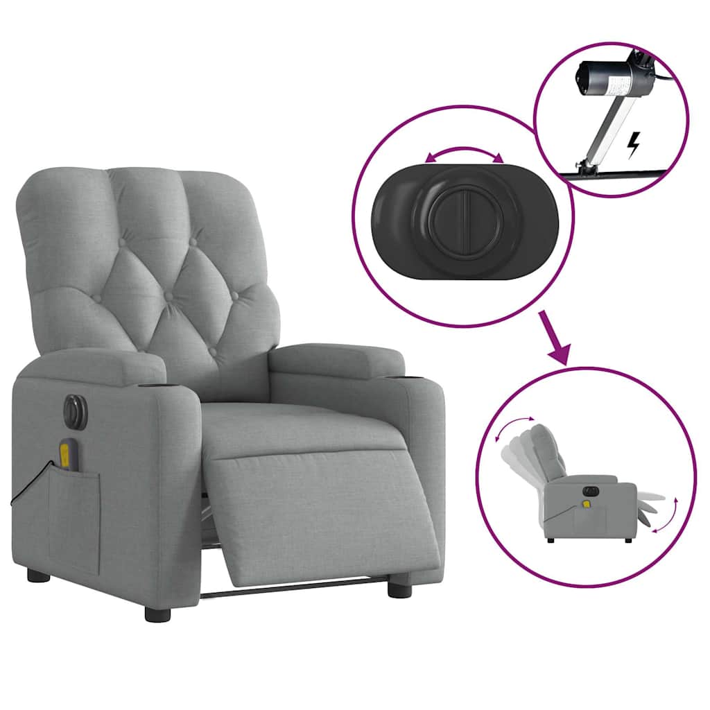 Electric massage chair, light gray, fabric