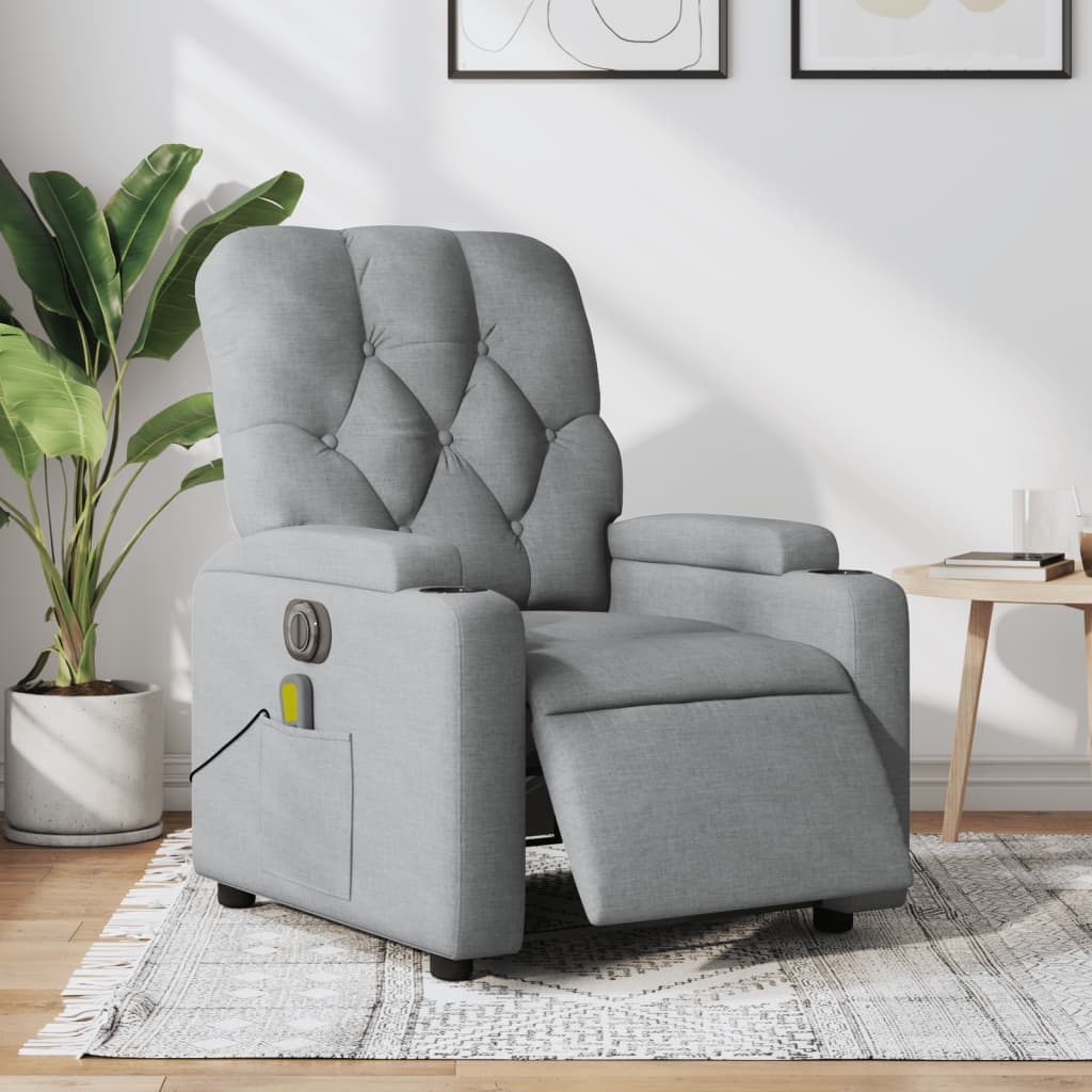 Electric massage chair, light gray, fabric